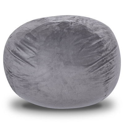 Minky Velvet Bean Bag Chair, Grey-5Ft Plush Floor Chair For Kids And Adults W/ Washable Cover, Lounge Chair With Stretchable Fabric, Comfy Bedroom Chair, Filled With Shredded And Memory Foam.