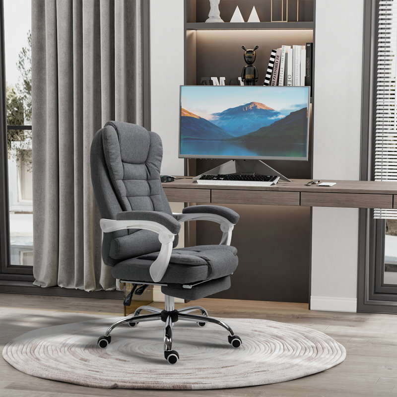 Fauteuil de direction en tissu de lin Vinsetto