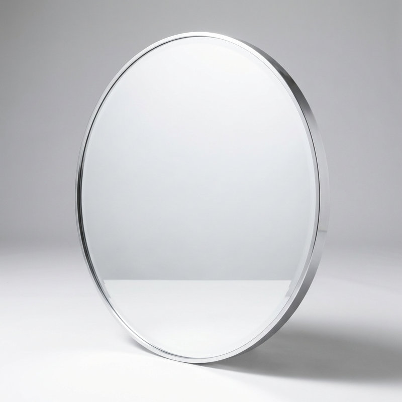 Large Round Silver Metal Framed Wall Mirror with Shatterproof Design for Modern Home Decor