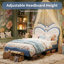 EU & UK Single Children's Butterfly Upholstered Bed with Reading Lights, Height-Adjustable Velvet & PU Headboard, Pink/Blue, 90x190/200cm-2126063575-2126063574