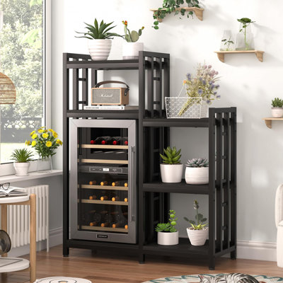 6-Tier Kitchen Bakers Rack, Utility Storage Shelf, Mini Fridge & Microwave Oven Stand Table, Coffee Bar