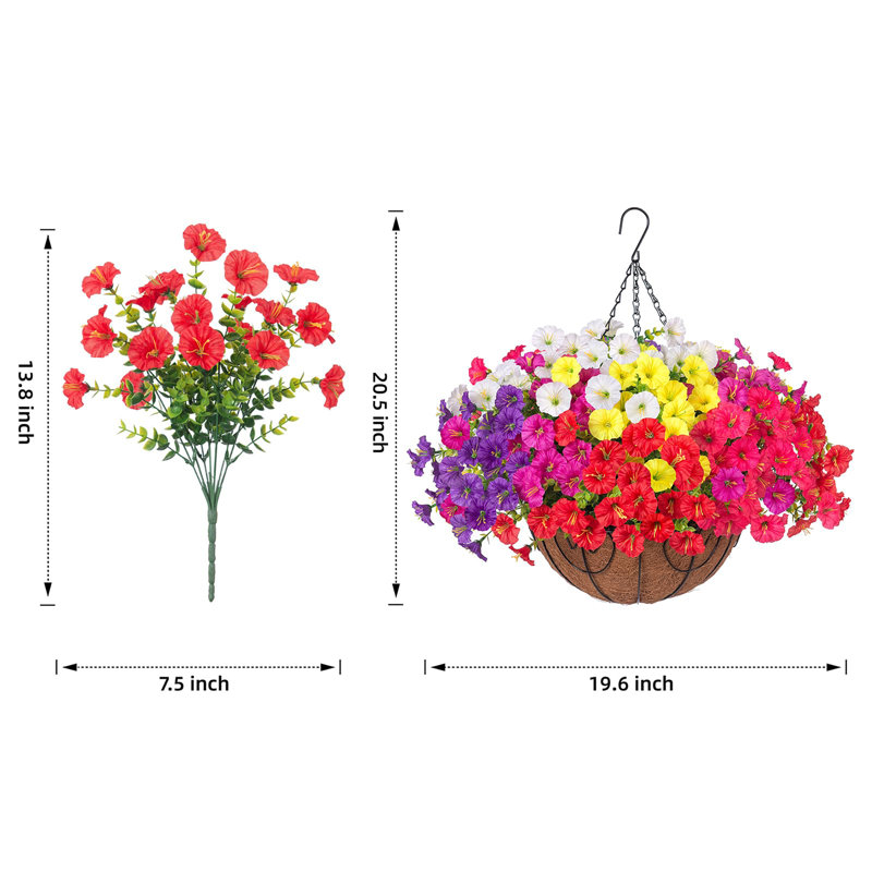 Panier à fleurs artificiel suspendu Eucalyptus, 6 Mixed