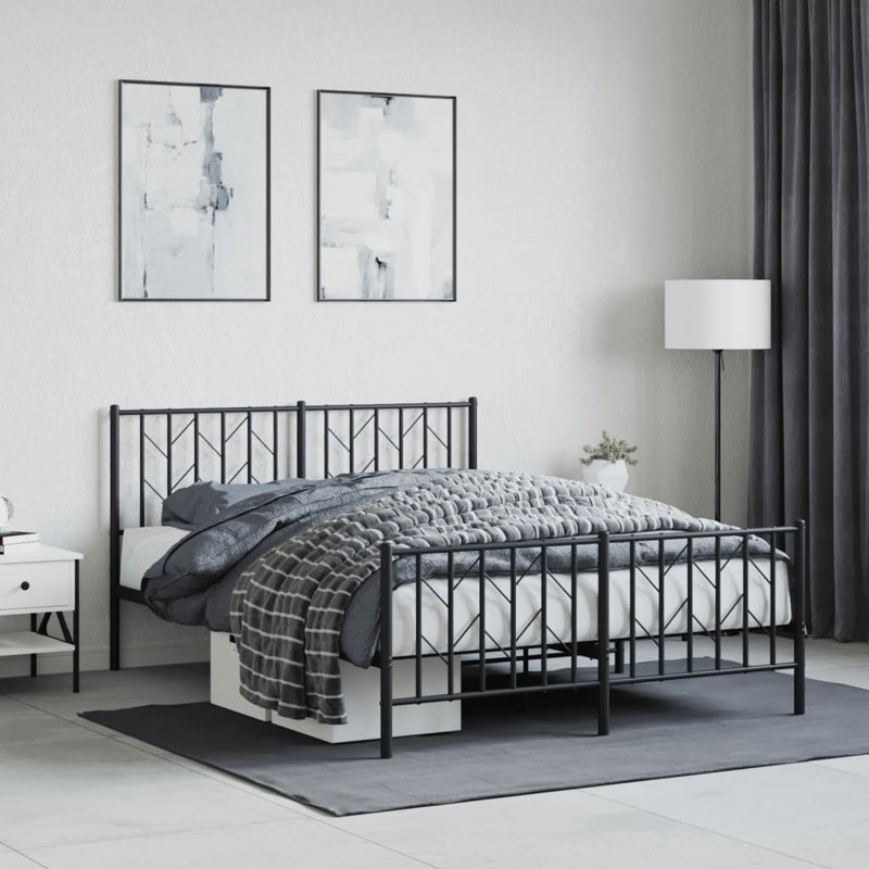 Metal Bed, Double (4'6), Black