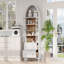 Grand garde-manger arqué de 71 po avec 2 grands tiroirs, armoires de cuisine de campagne moderne avec tablettes réglables, porte vitrée, armoire en bois polyvalente pour la cuisine, salle à manger, blanc-129455327