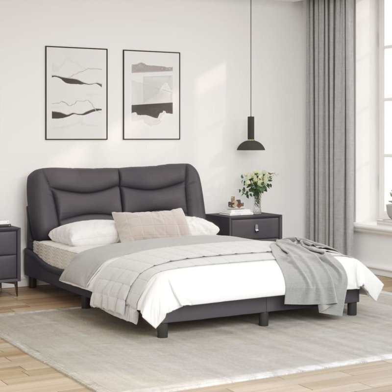 Structure de lit vidaXL avec DEL sans matelas Hvar gris 120 x 200 cm, Gris, 47,2 po x 78,7 po