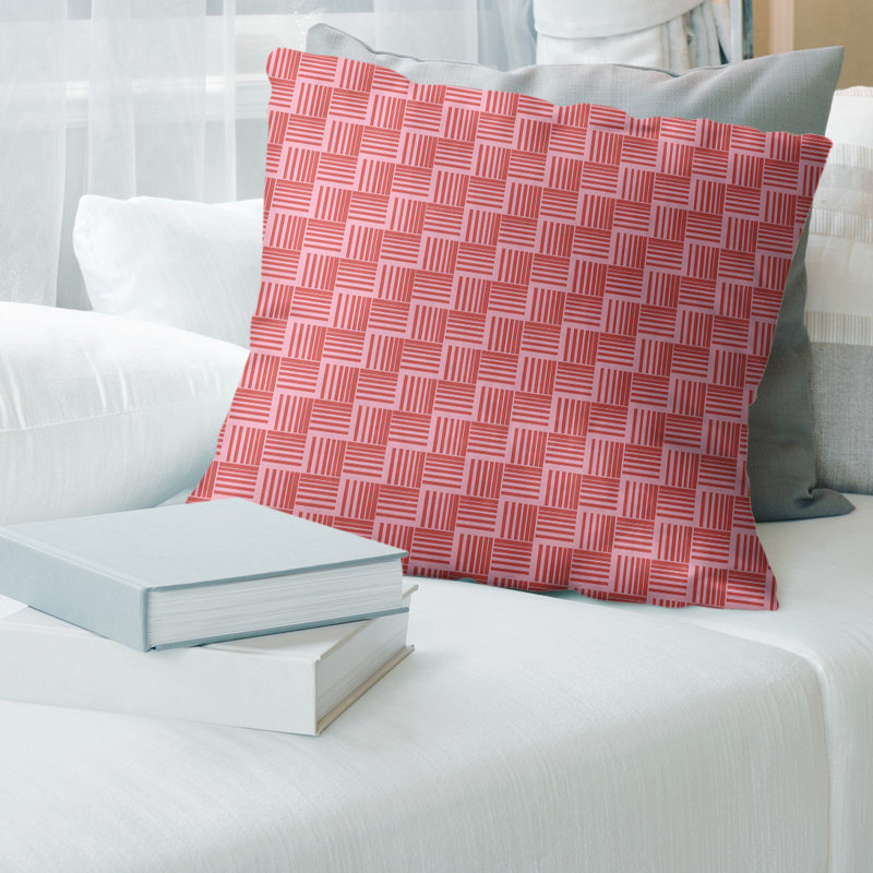 Housse et insert de coussin carré à chevrons, 18 po x 18 po, Rose foncé / rouge