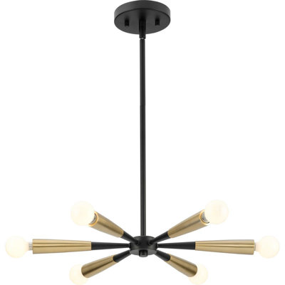 Avec 24.875-in 6-Light Matte Black with Gold Accents Contemporary Pendant