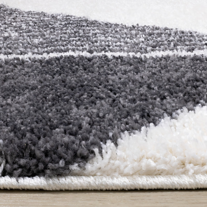 Cozy Modern Geometric Grey White Area Rug, Rectangle 2'0'' x 3'7''