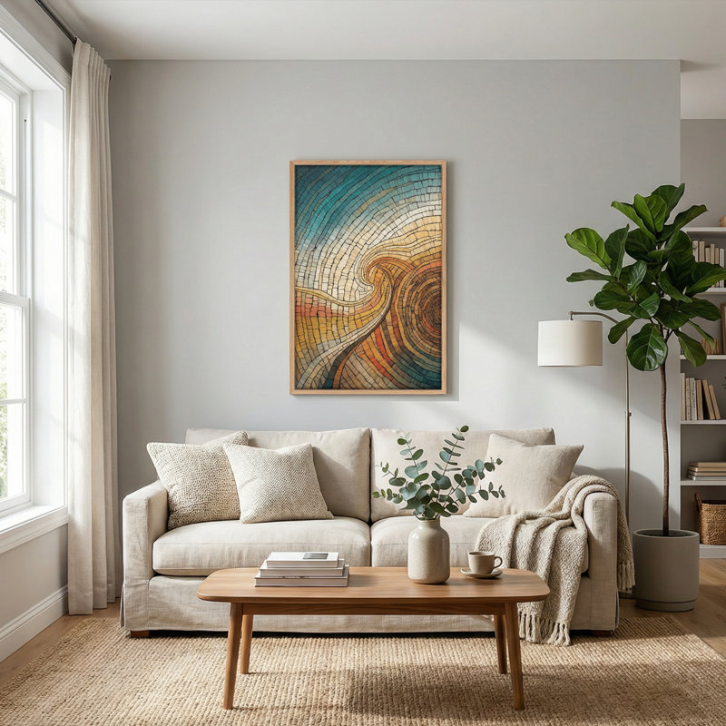 Ensemble d'une toile mosaïque abstraite, H 48 po x l 32 po, Natural