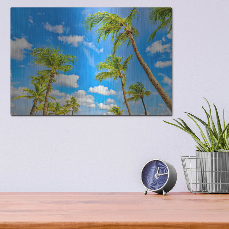 «Aruba Sunny Palms» par Mark A Paulda, art mural en métal, H 12 po x l 16 po