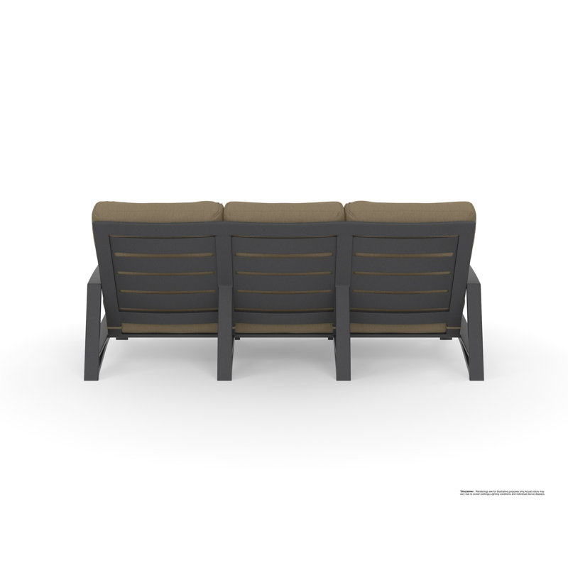 Arc Outdoor 3 - Seat Patio Sofa, Sahara Cafe, Carbon Black