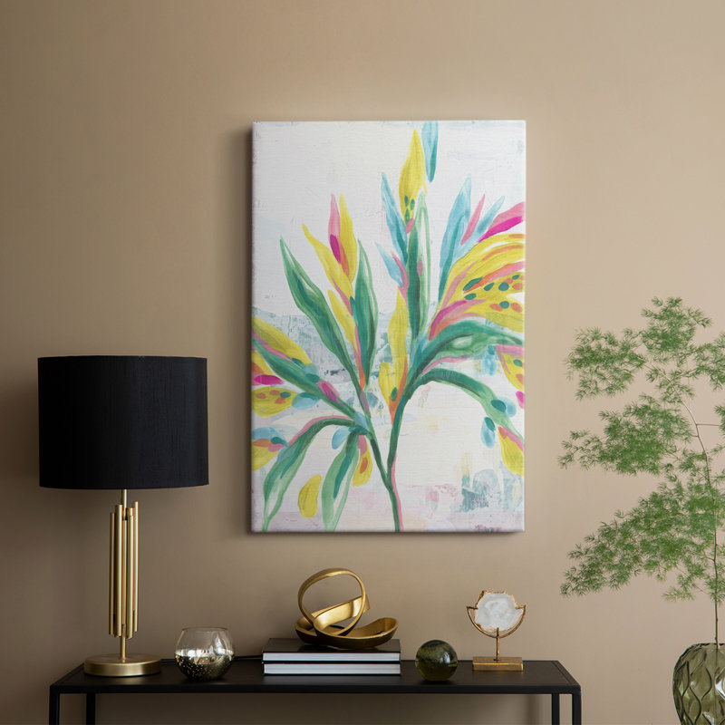 Fresque feuille tropicale I - galerie Cavas sur mesure, H 36 po x l 24 po