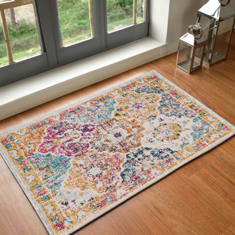 Sterne Machine Woven Beige/Blue/Orange/Pink/Teal/Yellow Indoor Rug, Rectangle 95 x 150 cm