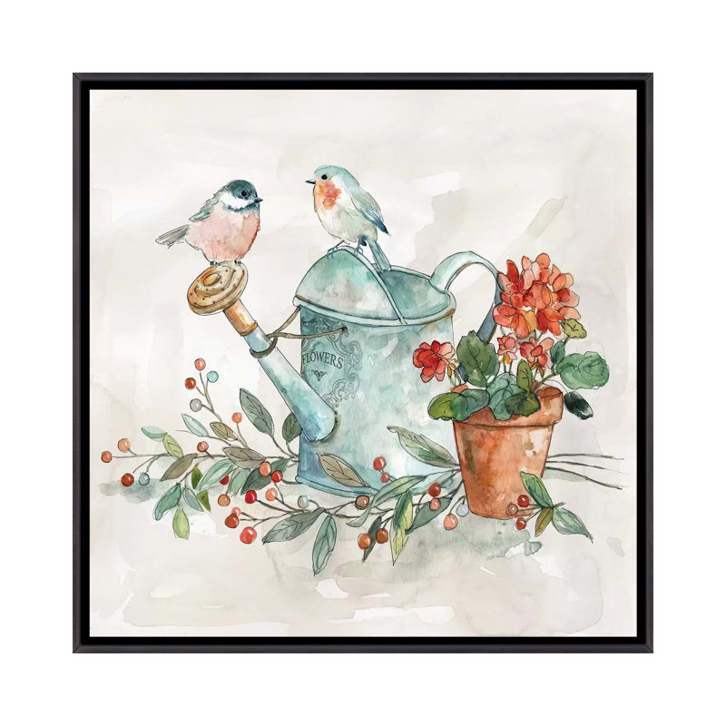« Garden apercevoir I » par Carol Robinson, reproduction d’art, Toile avec cadre noir patiné, Pas de tapis