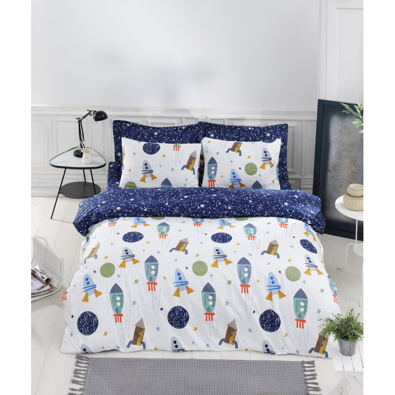 Luxurious King Quilt Cover Set, 65% Cotton & 35% Polyester, 94.5 x 86.6 inches | Pigment Printed Design, Includes 2 Pillowcases (23.6 x 23.6 inches) | Machine Washable, Button Closure, Soft & Comfortable Bedding Solution