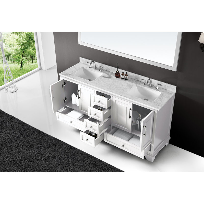 72" Double Freestanding Bathroom Vanity with Inset Paneling