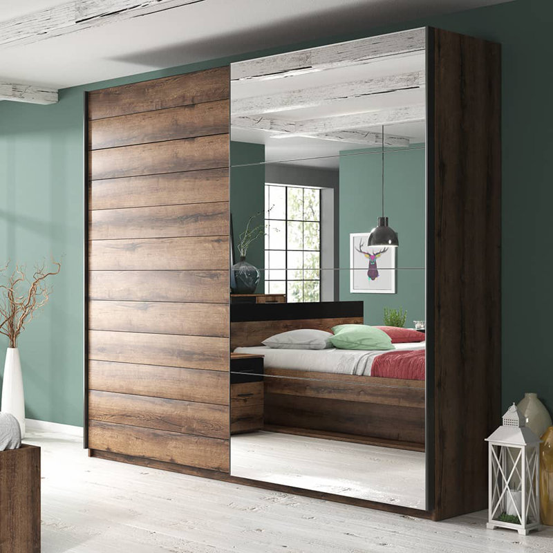 Pippa 2 Door Manufactured Wood Wardrobe, 210cm H x 180cm W x 60cm D