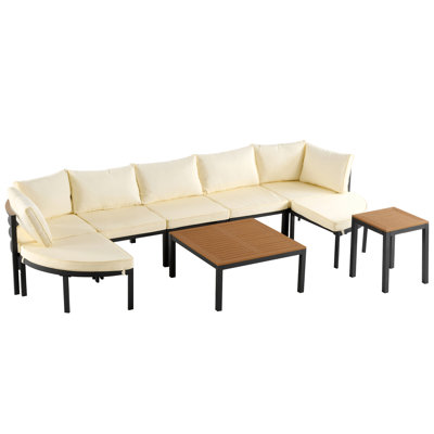 Ensemble de conversation moderne avec canapé modulaire pour l'extérieur, ensemble de conversation avec coussins pour patio, jardin