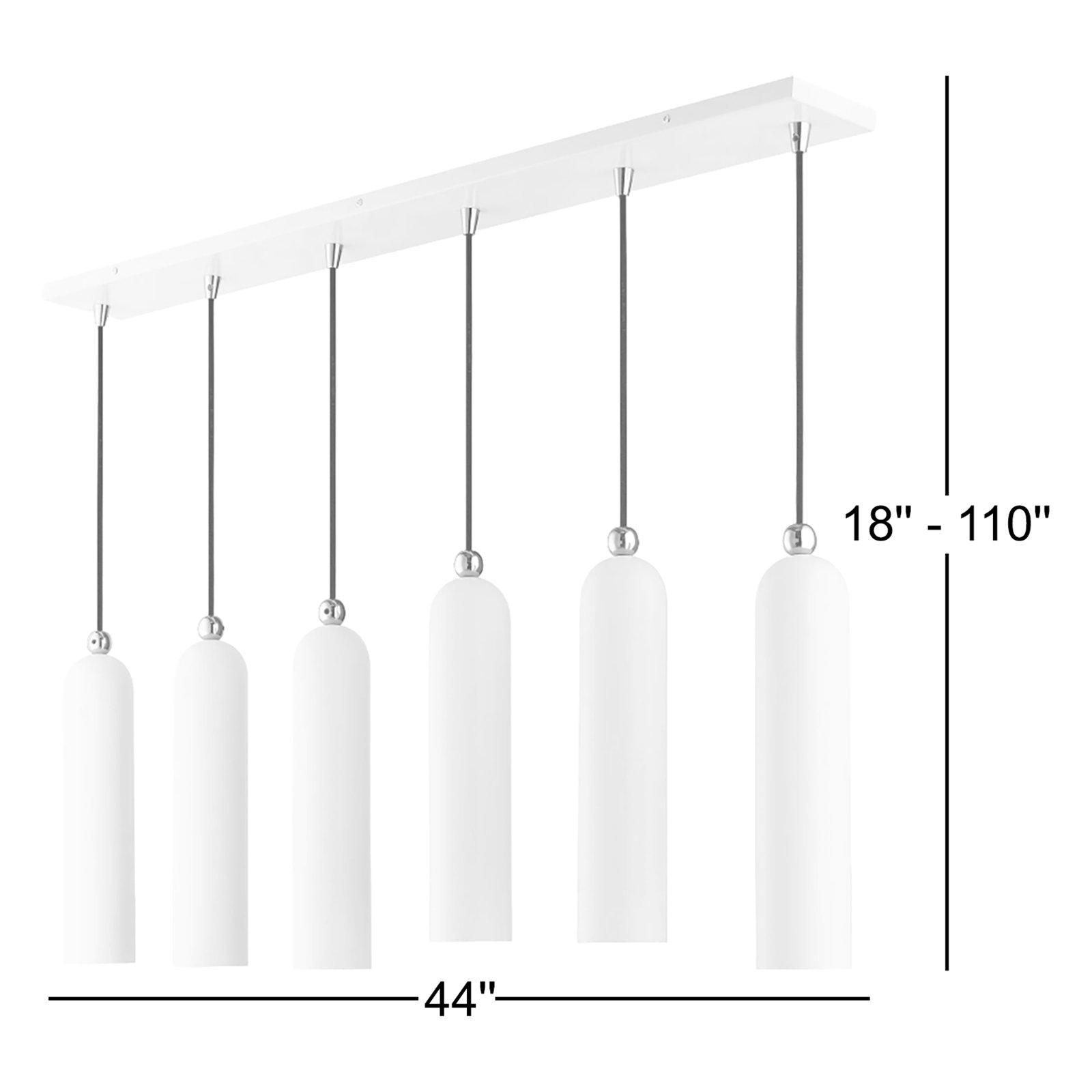 Veikko Dimmable 6-Light Pendant, Shiny White Finish