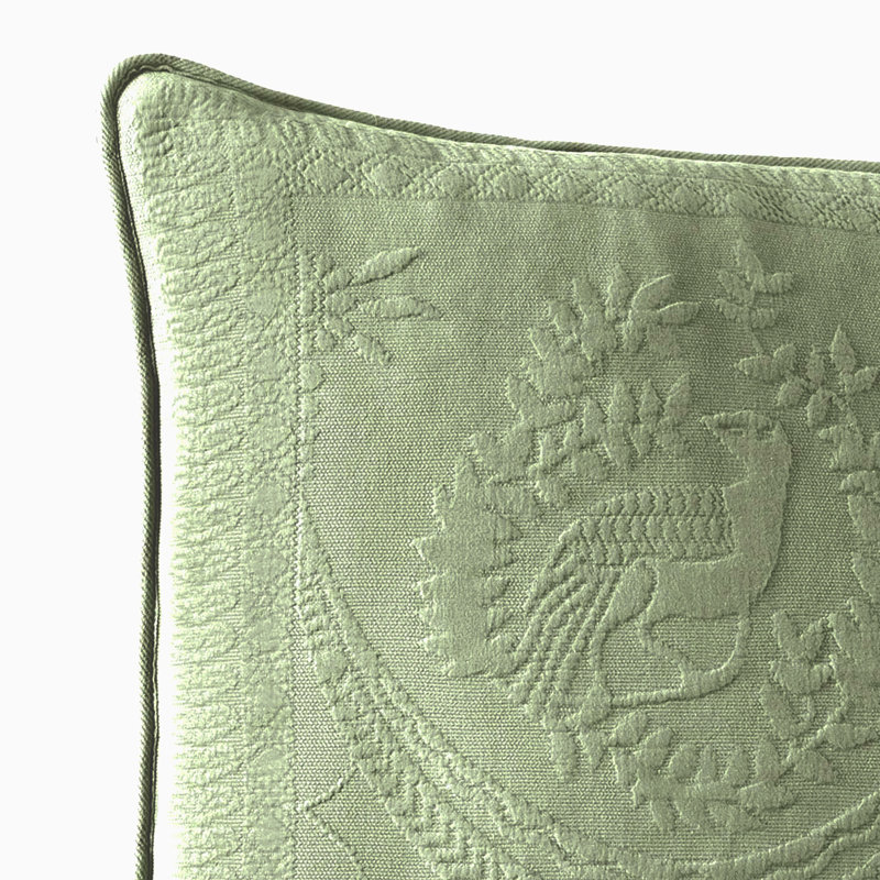 Historic Charleston King Charles Matelasse Decorative Pillow, Classic Cotton Throw Pillow, 1 Count, 20 in x 20 in, Sage, Sage