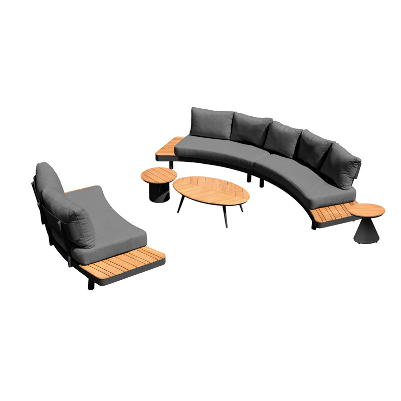 Patio Conversation Set with Cushions, Gray