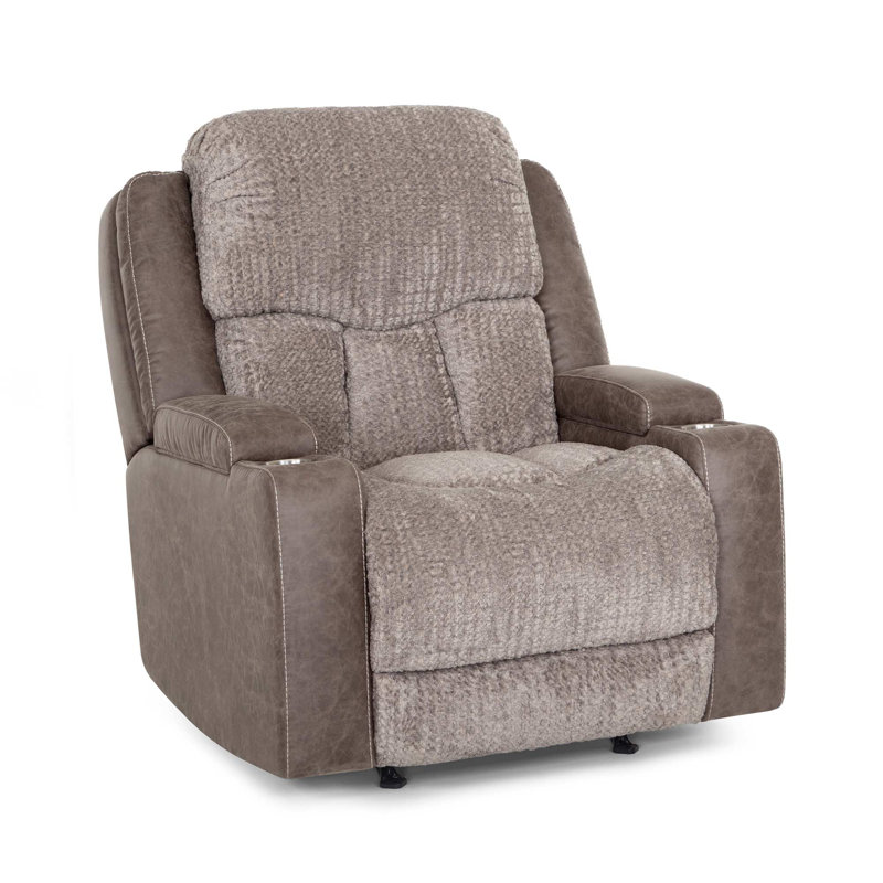 Tyera Power Reclining Rocker Recliner W/ Power Headrest, Dual Arm Storage, Massage, And Cupholders