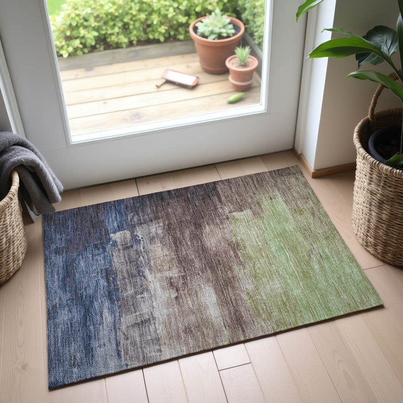 Tapis abstrait Premium Sykora AMF1473 lavable à la machine, Rectangle 1 pi 8 po x 2 pi 6 po