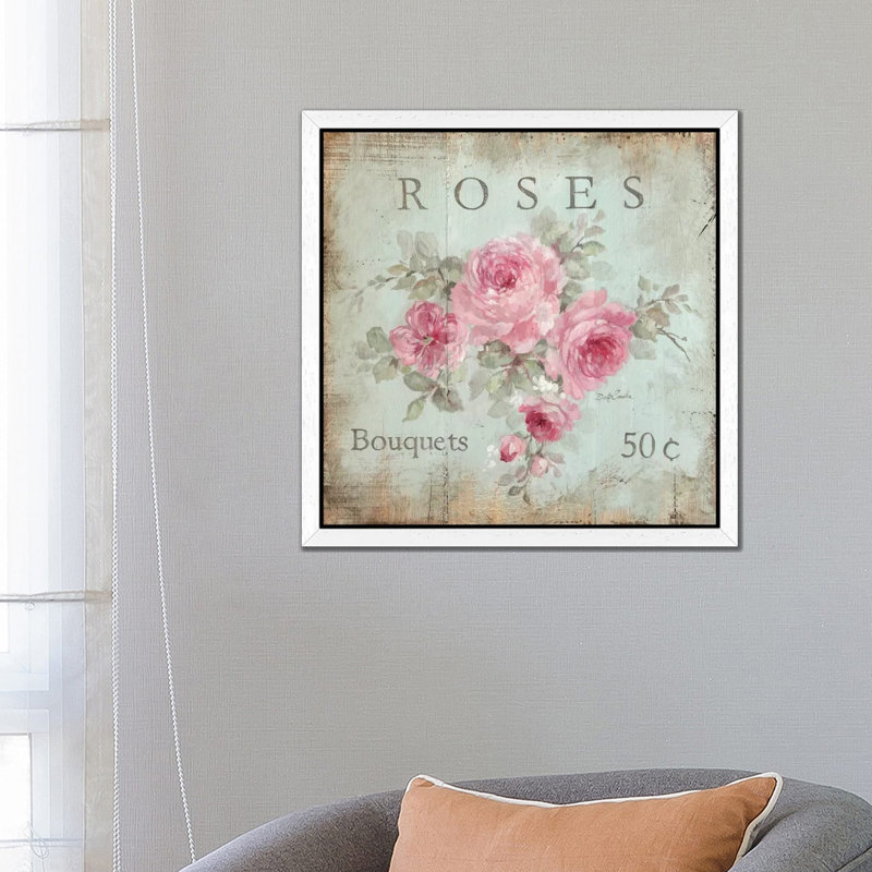 Rose Bouquets (50 Cents) by Debi Coules - Print on Canvas, White Framed, 45.72 cm H x 45.72 cm W