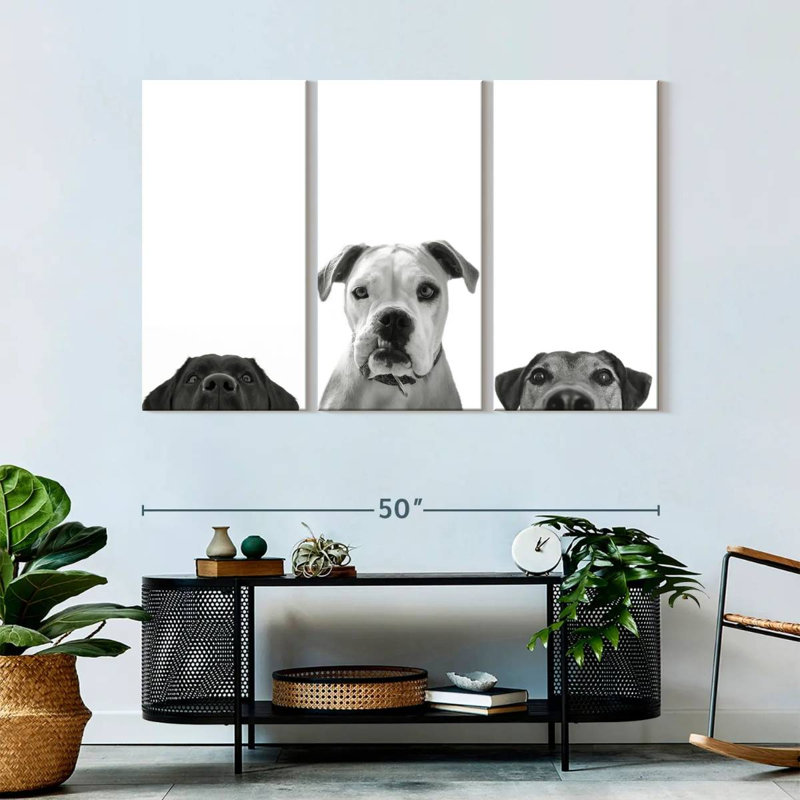 «Curious Dogs», reproduction sur toile, H 32 po x l 50 po x P 1,25 po