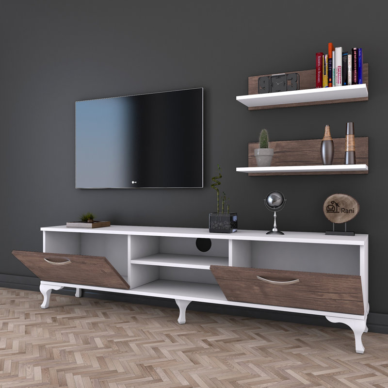 Colebrook Unfinished Entertainment Centre for TVs up to 55", White/Walnut