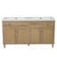 Meuble-lavabo à double cuve 60 pouces de ton bois - lavabo SMC, grand rangement, portes et plateaux à fermeture en douceur-1849981383
