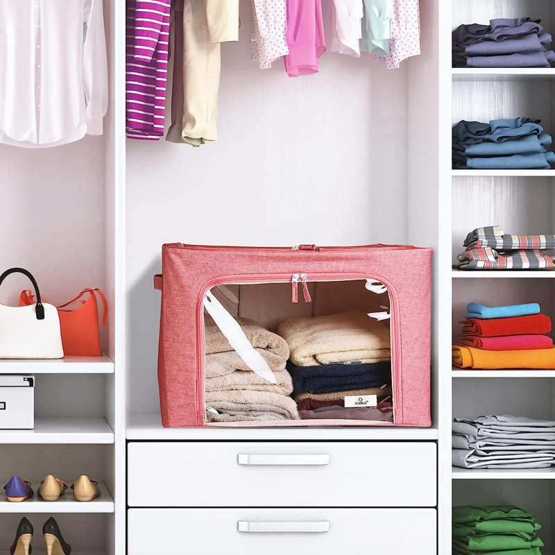 Rangement pour fenêtre sous le lit, H 13,75 po x l 19,75 po x P 16 po, Rose