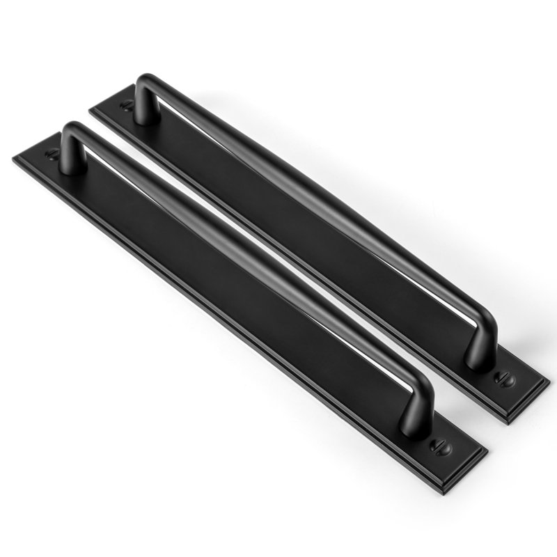 Solid Spindle Bar Pull With Backplate(G015) Multipack, 7 3/5", Black