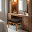 Banc Layan 100% cuir véritable et teck, brun