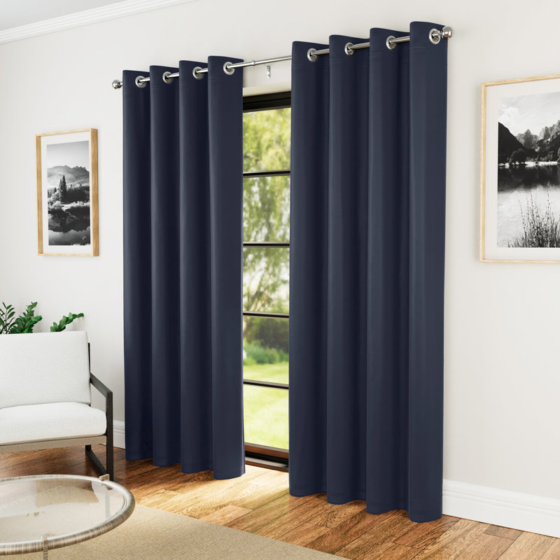 Stefany Room Darkening Curtain, Navy, 117 W x 137 D cm