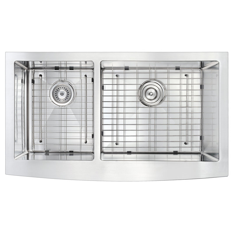 Elysian 35.88'' L Double Bowl Stainless Steel Kitchen Sink