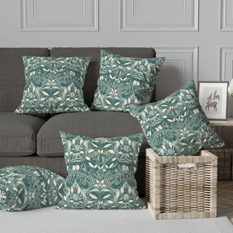 Coussin Petal Mirage Broadcloth, H 16 po x l 16 po, Vert/blanc