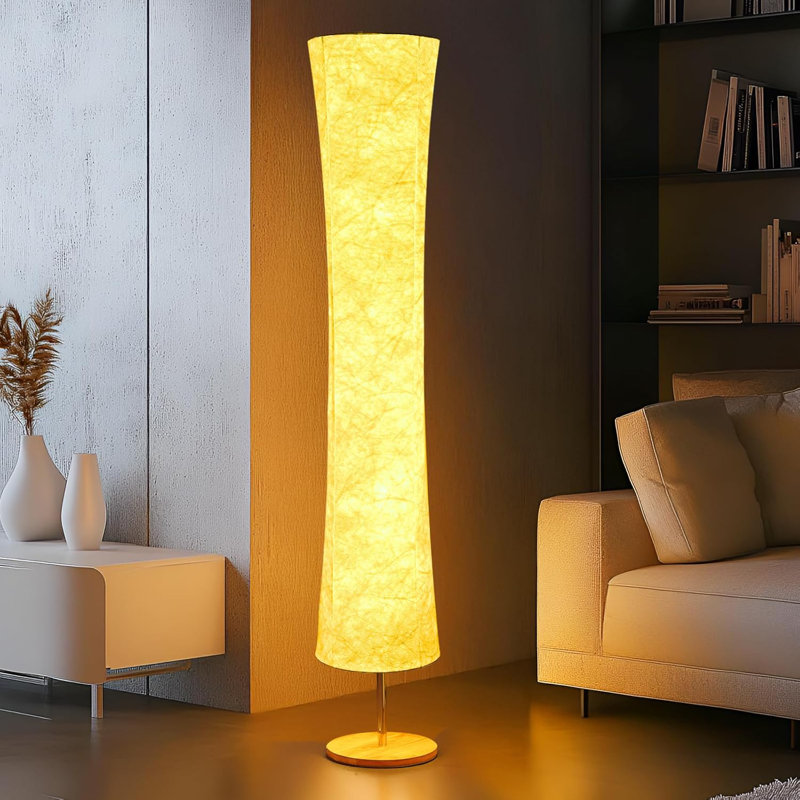 Lampe sur pied à DEL moderne de 58 pouces avec télécommande - luminosité douce et réglable pour le salon - abat-jour en tissu Tyvek - éclairage 3 couleurs - écoénergétique