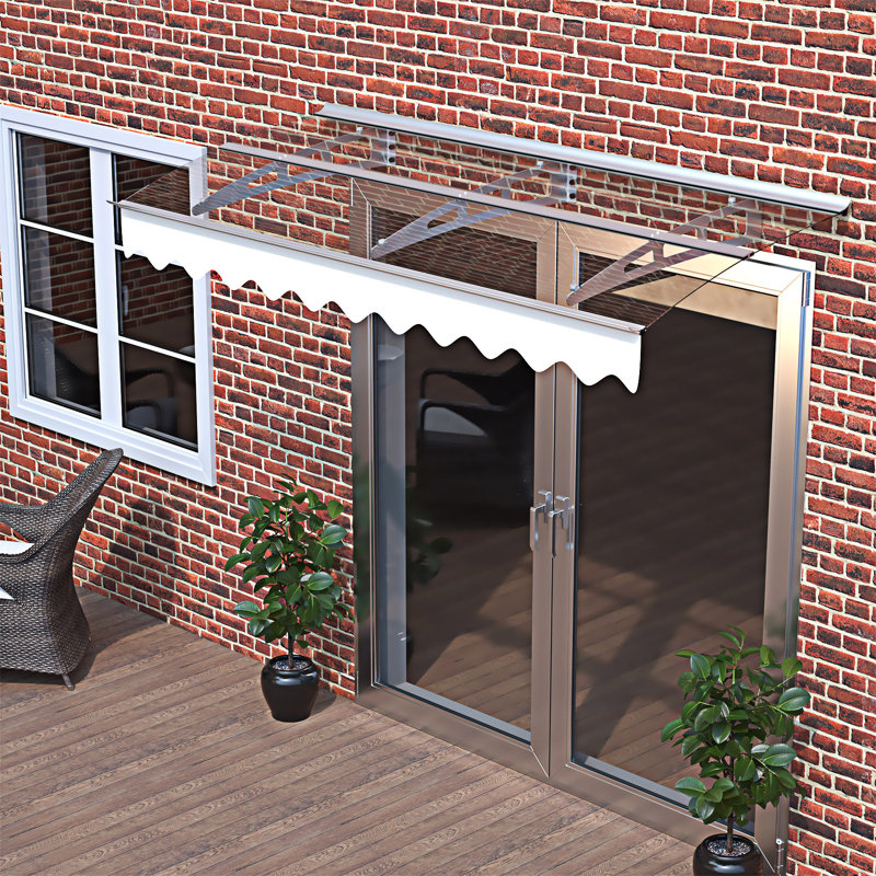 Series Door Window Awning Canopy, 79.02" W x 34.02" D, Silver/Clear