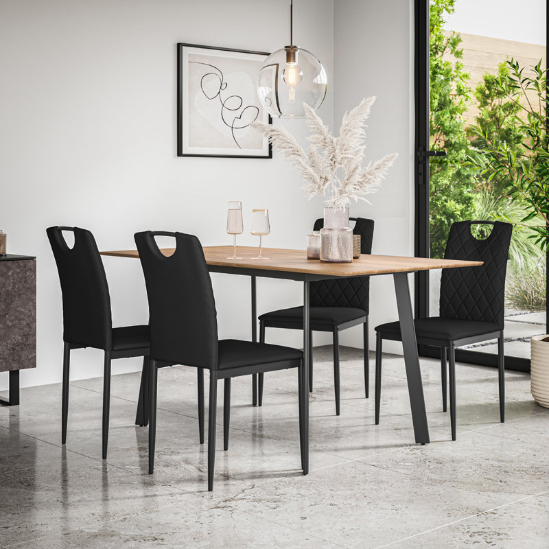 Davaeh 6 - Person Dining Set, Oak/Black/Black