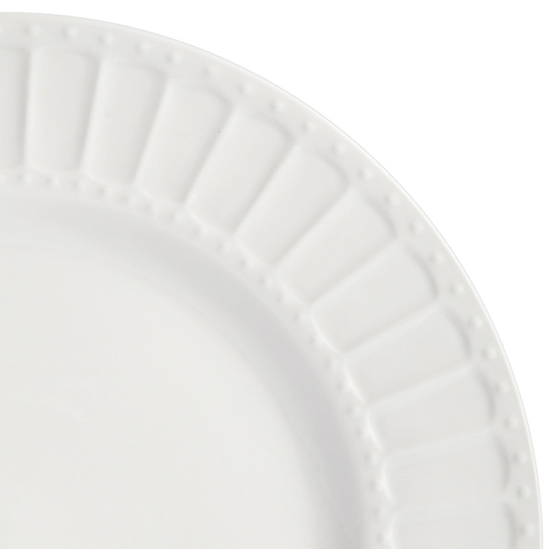 White Embossed Porcelain 40-Piece Dinnerware Set, Service for 8