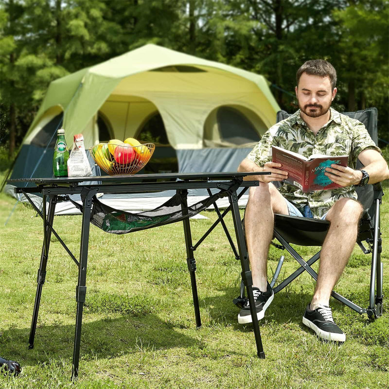 Rectangular Outdoor Picnic Table, Black
