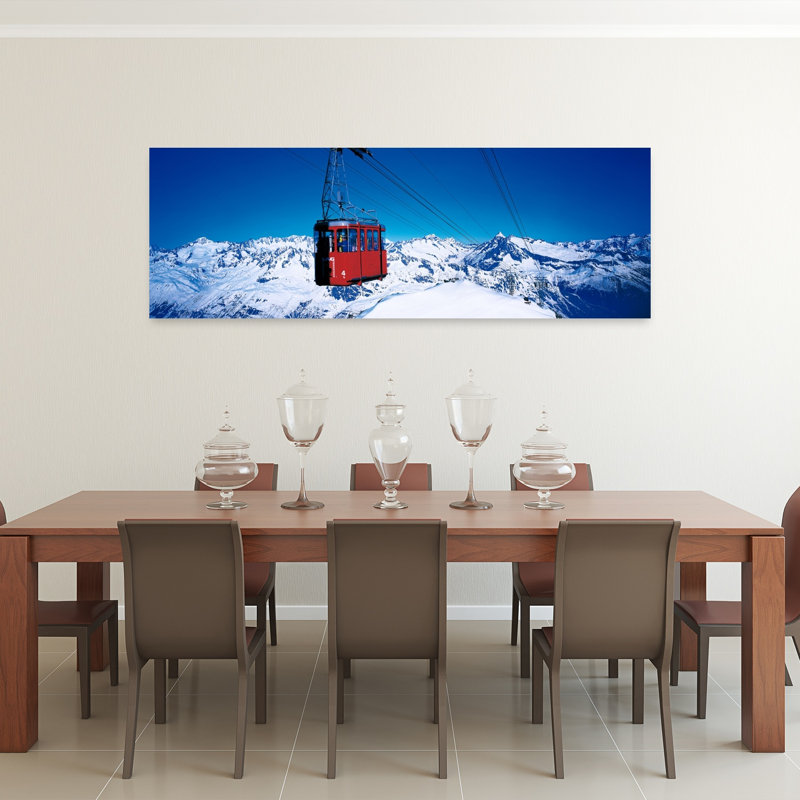 Téléphérique Andermatt, art abstrait contemporain de montagne en hiver en Suisse, H 20 po x l 60 po