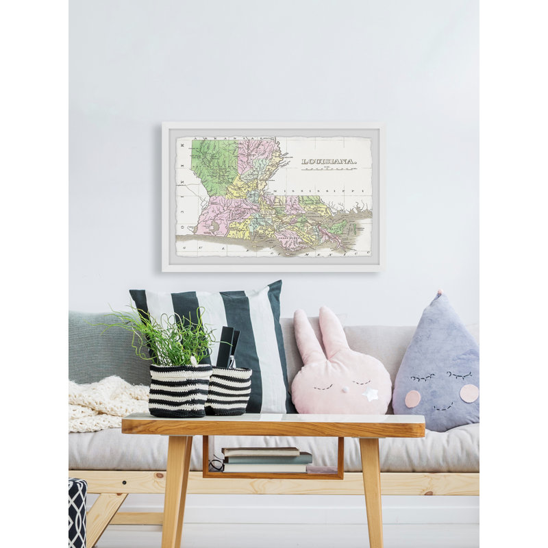 «Louisiana Colored Map», impression encadrée, H 8 po x l 12 po x P 1,5 po