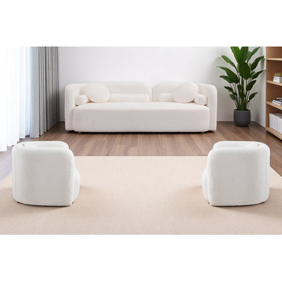 2 + 1 + 1, canapé de luxe moderne pour le salon, canapé rembourré blanc Boucle pour bureau à domicile