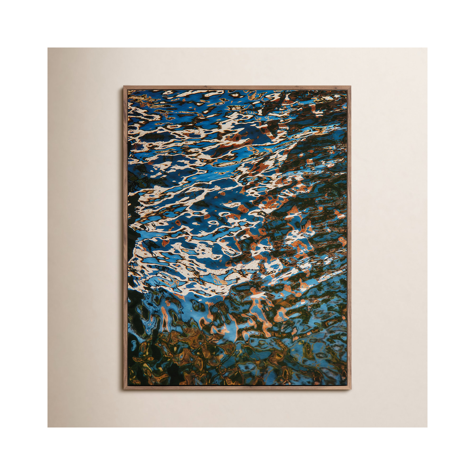 Reflecting Blue by Geoffrey Baris, 48" H x 36" W x 2" D, Dark Brown Framed