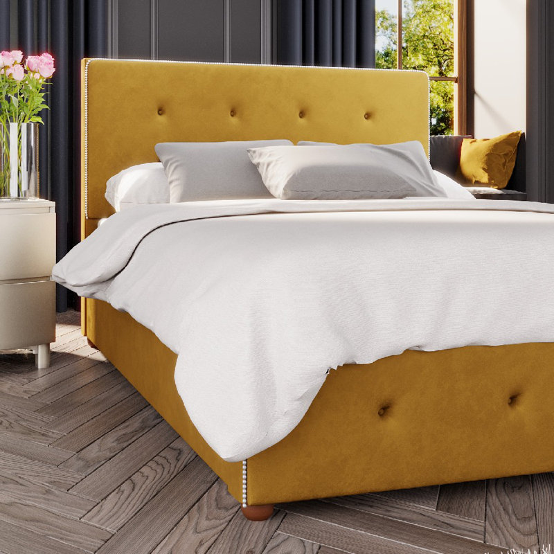 Upholstered Ottoman Bed, Super King (6'), Ochre