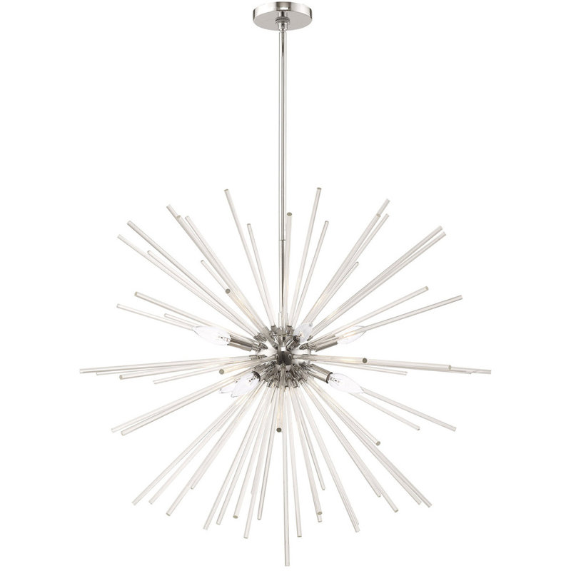 Lustre sphérique spoutnik à 8 lumières Ryzen, Chrome poli, H 13 po x l 20 po x P 19 po