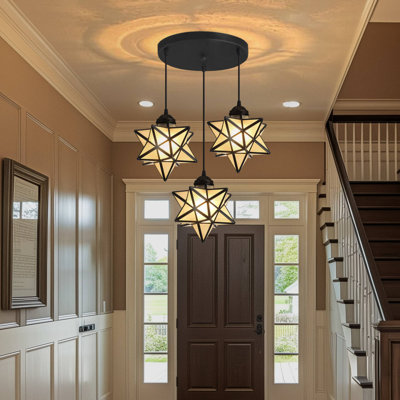 Glass Chandelier With Warm Light Bulbs