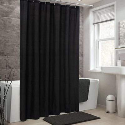 Rideau de douche en tissu imperméable de qualité supérieure avec 3 aimants inférieurs, doublure en polyester légère et lavable de qualité hôtelière pour salle de bain